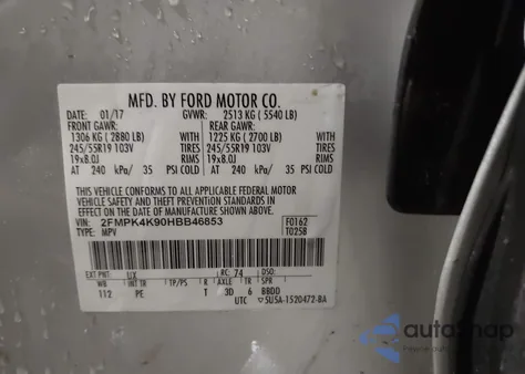 2017 Ford Edge Titanium from USA, damaged, VIN 2FMPK4K90HBB46853